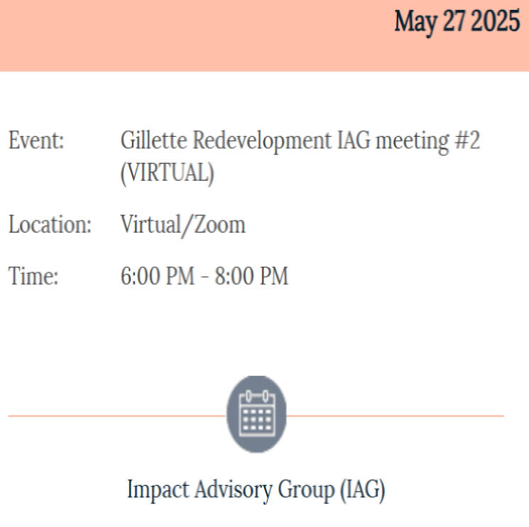 Gillette Redevelopment IAG Meeting #2 5/27/2025